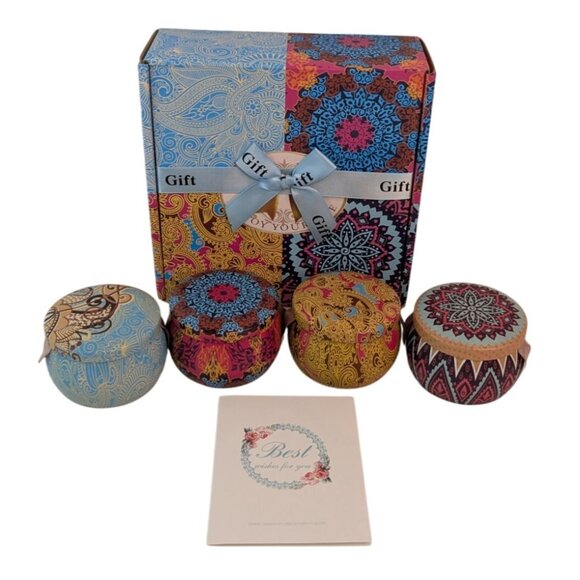 Candle Gift Set Soy Essential Oil 4 Piece Aromatherapy Fig Lemon Lavendar Spring - Picture 2 of 13